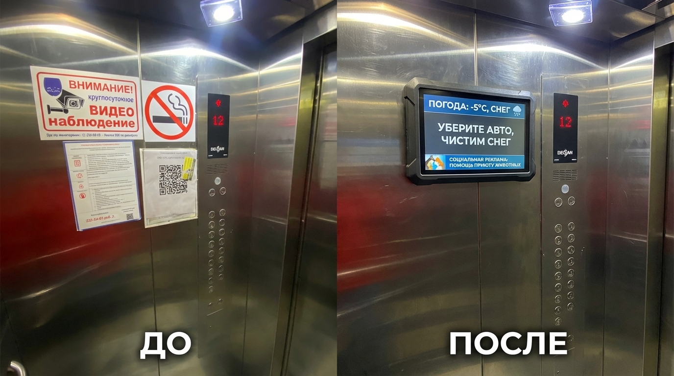 Экран в лифте